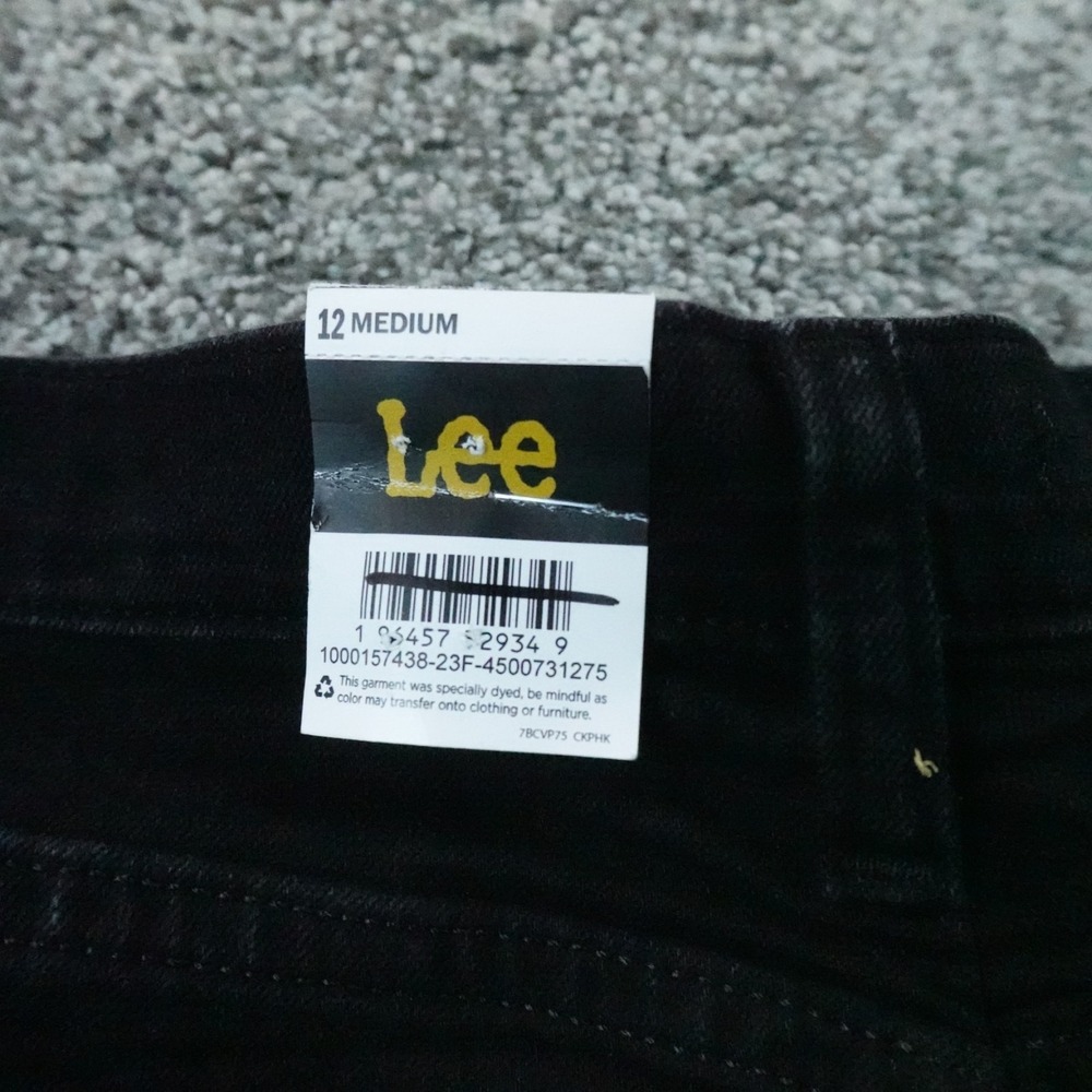 NEW Lee Jeans Womens 12 Dark Black Denim Pants Classic Fit Straight Leg Stretch
